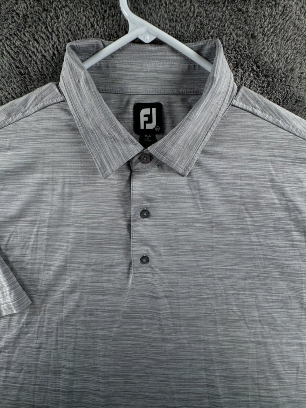 Footjoy Gray Short Sleeve Polo Shirt Heathered 2XL Golf Stretch Adult Men